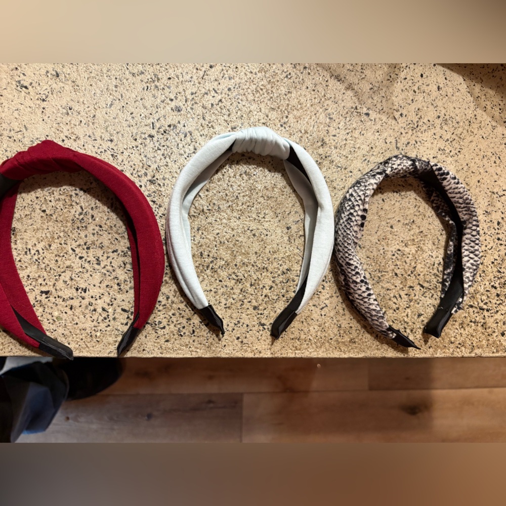 Set of three headbands red, white, and spotted